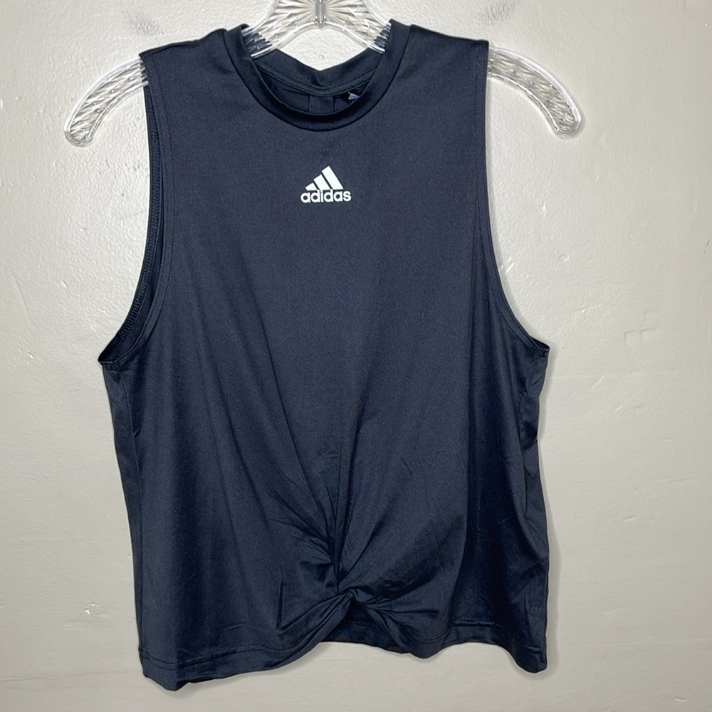 ADIDAS Gray Sleeveless T-Shirt knotted Waist Detaill Active Wear Casual Small